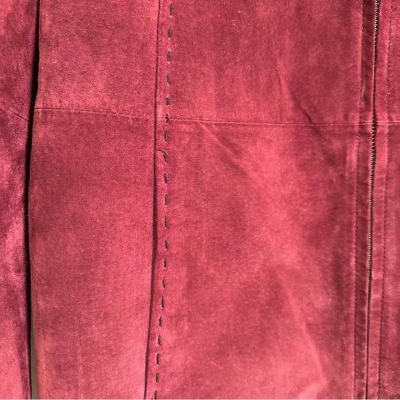 Vintage Bernardo Women’s M Red Burgundy Suede Leather Full Zip Lined Jacket Coat - Picture 12 of 14